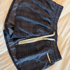 Vuori Navy Athletic Shorts with Drawstring and Sheen
